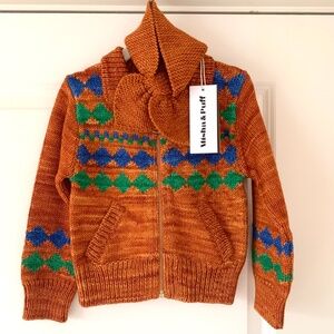 Misha and Puff blizzard zip cardigan and sledding scarf in fox